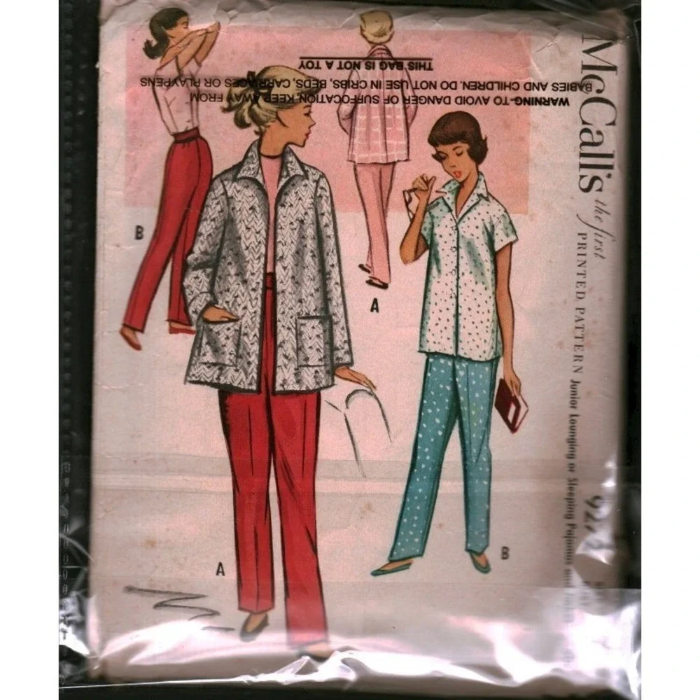 Vintage McCalls 9272 Junior Lounging Sleeping Pajamas Jacket Sewing Pattern 11